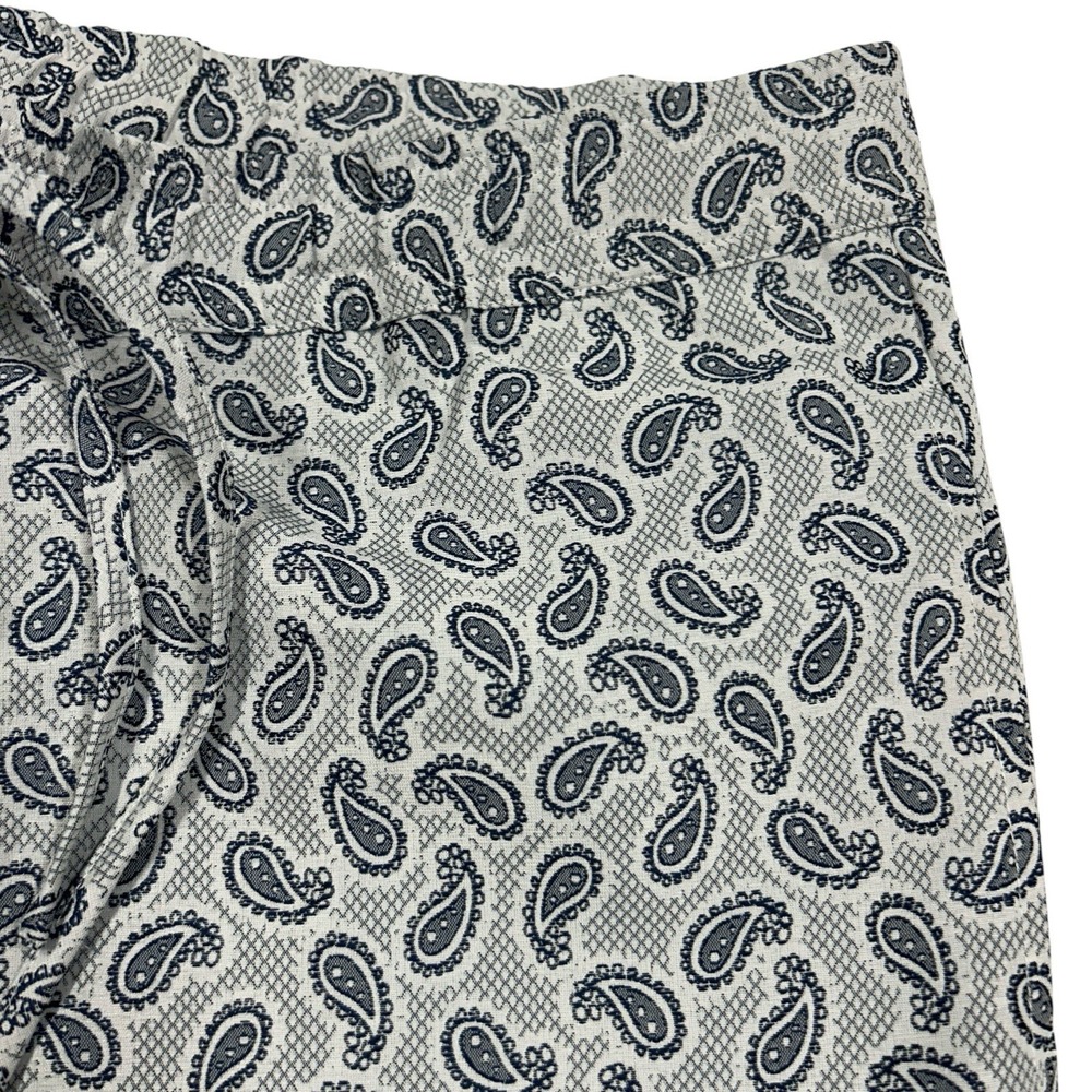Buru Women's Pants Size Large Blue Paisley Print Cotton Lounge Bootcut Casual - Picture 4 of 10